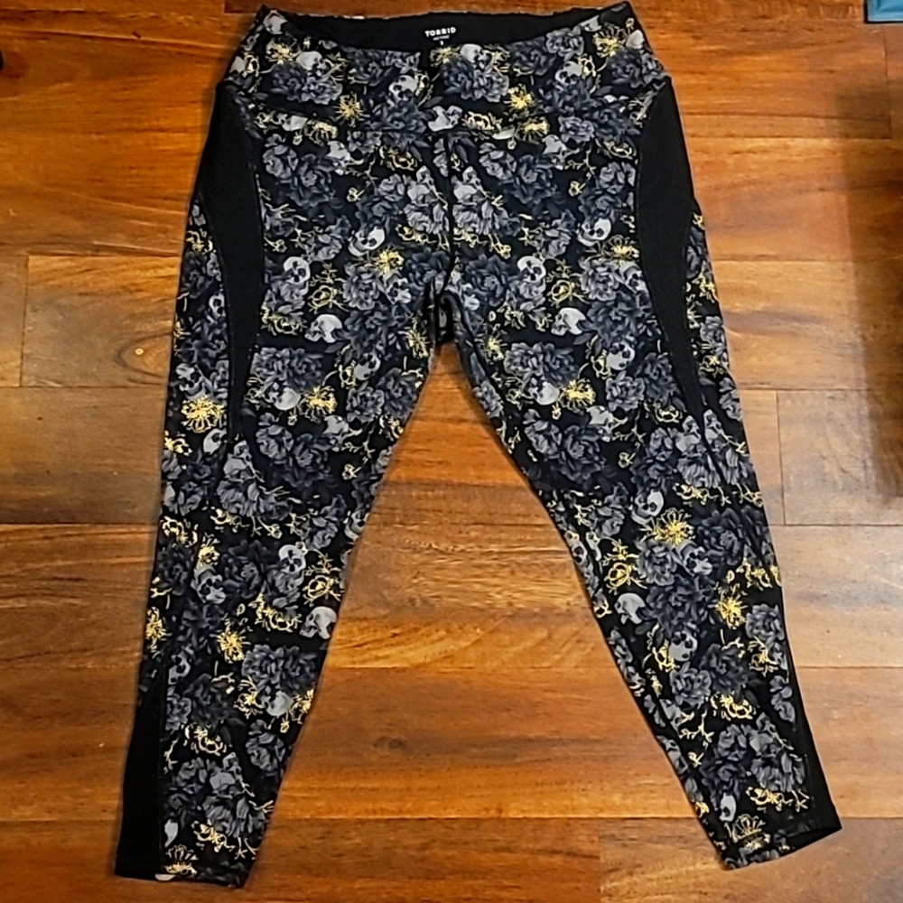 💖 Rare Torrid Floral Skull High Waist Full Length Active Leggings
